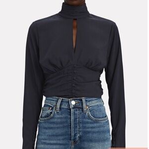 Frame Felicity Ruched Silk Keyhole Top size S
